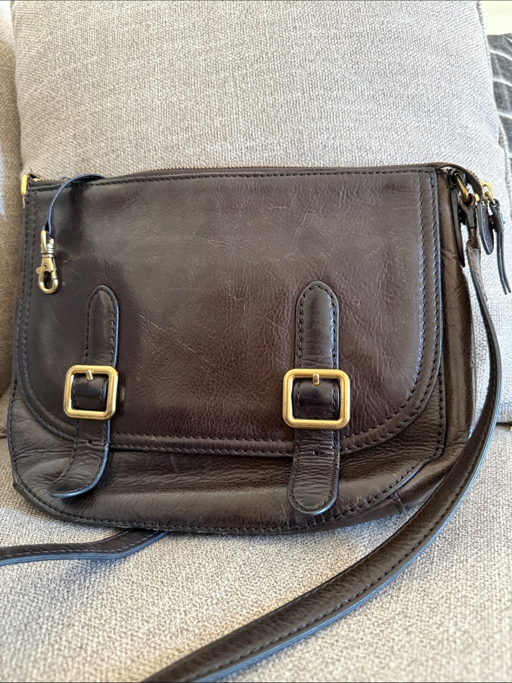 FRYE Claude Brown Leather Crossbody Bag